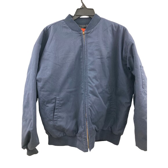 Other - CINTAS Men's Size 2XL Navy Blue Bomber Jacket Full Zip Quilted Workwear Coat